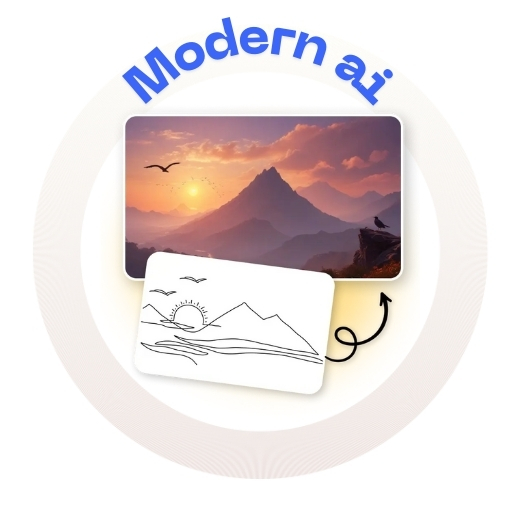 Side-by-side comparison of a sketch and its refined digital counterpart